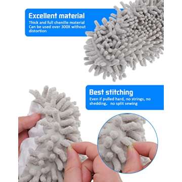 WellMall 8 Pcs Mop Slippers Socks Floor Cleaning,Microfiber Shoe Covers dust Washable Reusable for Woman Man House Kitchen (Grey)