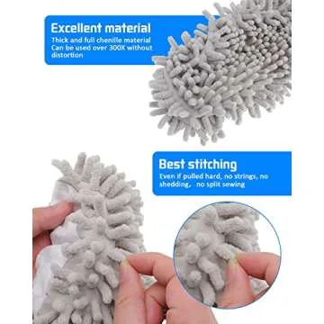 WellMall 8 Pcs Mop Slippers Socks Floor Cleaning,Microfiber Shoe Covers dust Washable Reusable for Woman Man House Kitchen (Grey)