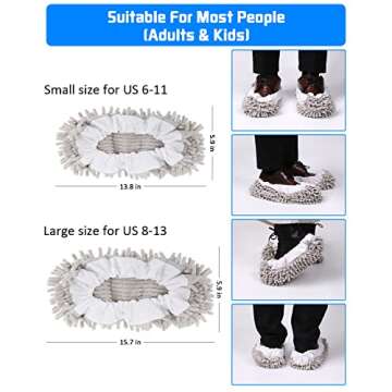 WellMall 8 Pcs Mop Slippers Socks Floor Cleaning,Microfiber Shoe Covers dust Washable Reusable for Woman Man House Kitchen (Grey)