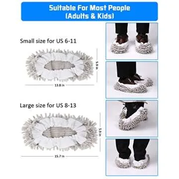 WellMall 8 Pcs Mop Slippers Socks Floor Cleaning,Microfiber Shoe Covers dust Washable Reusable for Woman Man House Kitchen (Grey)