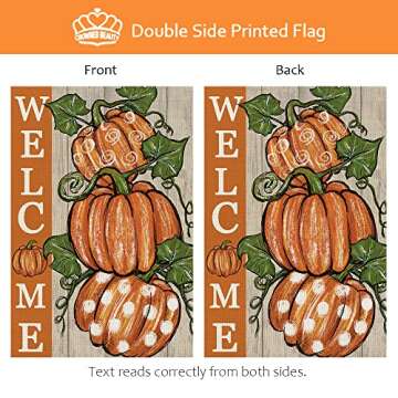 CROWNED BEAUTY Fall Pumpkins Garden Flag 12x18 Inch Polka Dots Small Double Sided for Outside Thanksgiving Burlap Welcome Yard Autumn Decoration