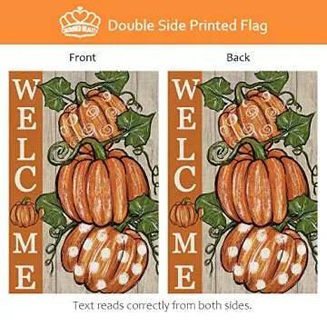 CROWNED BEAUTY Fall Pumpkins Garden Flag 12x18 Inch Polka Dots Small Double Sided for Outside Thanksgiving Burlap Welcome Yard Autumn Decoration