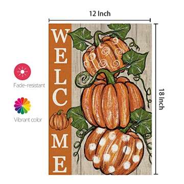 CROWNED BEAUTY Fall Pumpkins Garden Flag 12x18 Inch Polka Dots Small Double Sided for Outside Thanksgiving Burlap Welcome Yard Autumn Decoration