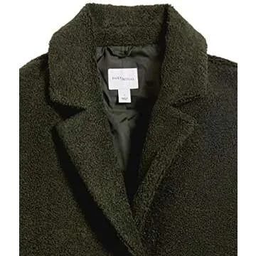 Amazon Essentials Women's Teddy Bear Fleece Oversized-Fit Lapel Jacket (Previously Daily Ritual), Olive, Medium