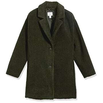 Amazon Essentials Women's Teddy Bear Fleece Oversized-Fit Lapel Jacket (Previously Daily Ritual), Olive, Medium