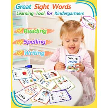 Sight Words Flash Cards Kindergarten, 250 Dolch Sight Word Writing Reading Spelling Games, Preschool...