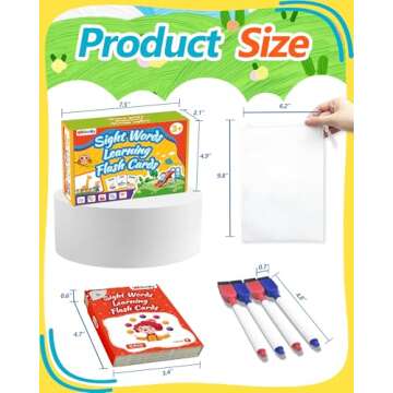 Sight Words Flash Cards Kindergarten, 250 Dolch Sight Word Writing Reading Spelling Games, Preschool Kindergarten Toddler Learning Activities, Homeschool Supplies Educational Toys for Kids Ages 3+