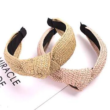 Ivyu Hairband Set - 4 Stylish Straw Braid Headbands