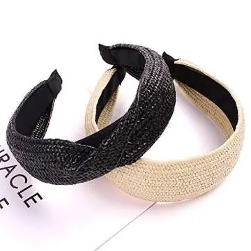 Ivyu Hairband Set - 4 Stylish Straw Braid Headbands