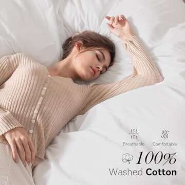 Ventidora 2 Piece Duvet Cover Set Twin Size,100% Organic Washed Cotton Linen Feel Like Textured, Lux...