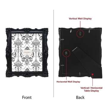 Laura Ashley 4x4 Gold Ornate Textured Hand-Crafted Resin Picture Frame with Easel & Hook for Tableto...