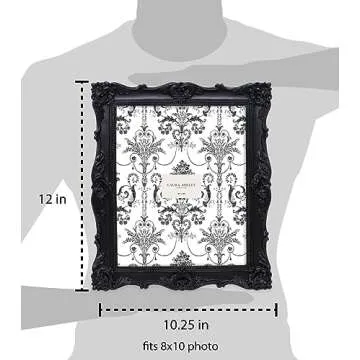 Laura Ashley 4x4 Gold Ornate Textured Hand-Crafted Resin Picture Frame with Easel & Hook for Tabletop & Wall Display, Decorative Floral Design Home Decor, Photo Gallery, Art, More (4x4, Gold)