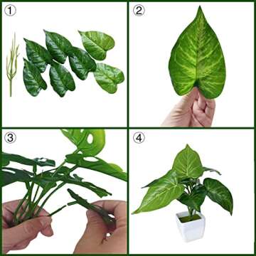 4 Pack Fake Plants for Bedroom Aesthetic Artificial Mini Greenery Potted Plant Faux Tropical Monster...