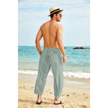 COOFANDY Men's Lightweight Linen Harem Pants with Pockets