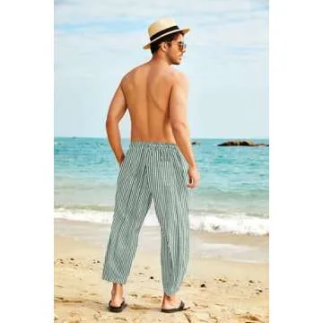 COOFANDY Men's Lightweight Linen Harem Pants with Pockets