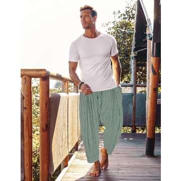 COOFANDY Men's Lightweight Linen Harem Pants with Pockets