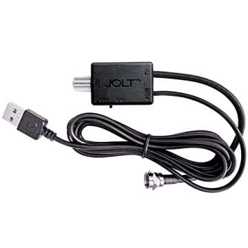 Mohu Curve - Indoor TV Antenna, 60-Mile Range, Jolt Switch Amplifier, UHF VHF, Multi-Directional, 4K UHD, NEXTGEN TV - w/Base Stand, 10 ft. Cable