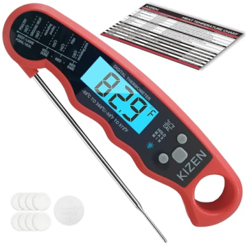 KIZEN Instant Read Meat Thermometer Digital - Food Thermometer for Cooking, Grill, Oven, BBQ - Water...
