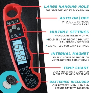 KIZEN Instant Read Meat Thermometer Digital Food Thermometer