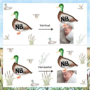 Fangleland Mallard Duck 1st Birthday Photo Banner, Duck Theme Picture Banner from Newborn to 12 Months Growth Record First Bday Party Decorations for 1 Year Old Boy