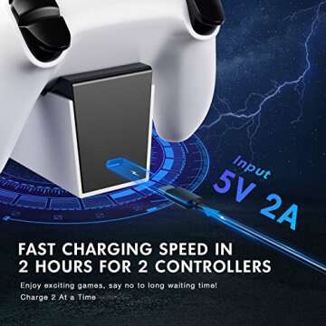 MAMPO PS 5 Dual Controller Charging Station with LED Indicators, PS 5 Charger with Fast Charging USB Cable