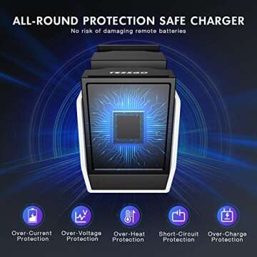 MAMPO PS 5 Dual Controller Charging Station with LED Indicators, PS 5 Charger with Fast Charging USB Cable