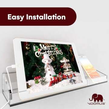 Vdomus Acrylic Bathroom Shelves, Set of 2 - 4"Dx15"Wx2.25"H Thick Wall Mounted Floating Shelves - Clear Storage and Display Shelving for Bathroom or Kitchen - No Drill Transparent Shower Organizer