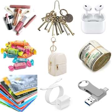 AIBFRID 4Pcs Mini Backpack Keychain,Cute Cosmetic Bag for Women,PU Leather Makeup Bag Key Pocket Lip...