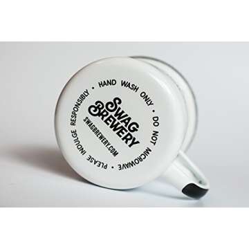 MAY CONTAIN ALCOHOL | Enamel"Coffee" Mug | Sarcastic Gift for Vodka, Gin, Bourbon, Wine and Beer Lovers | Great Office or Camping Cup for Dads, Moms, Campers, Tailgaters, Drinkers, and Travelers