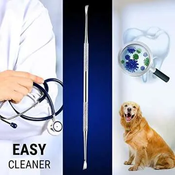 Pet Teeth Cleaning Tools – 6.5 Inch double header Tarter & Plaque remover tool for cats and dogs. Stainless Steel That Will Not Rust. By Majestic Bombay