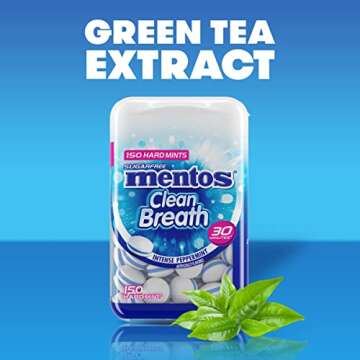 Mentos Clean Breath Sugarfree Hard Mint, 150pc, Intense Peppermint (Pack of 4 Bottles)