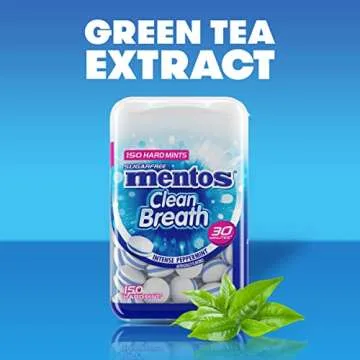 Mentos Clean Breath Sugarfree Hard Mint, 150pc, Intense Peppermint (Pack of 4 Bottles)