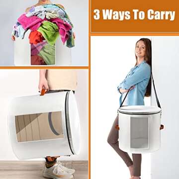 AZHCHKE Large Hat Storage Box for Women & Men, White Hat Box with Lid Foldable Round Cowboy Hat Organizer Box Carrying & Storing Various Types of Hats, 19" D x 17" H