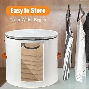 AZHCHKE Large Hat Storage Box for Women & Men, White Hat Box with Lid Foldable Round Cowboy Hat Organizer Box Carrying & Storing Various Types of Hats, 19" D x 17" H