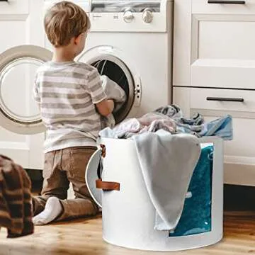 AZHCHKE Large Hat Storage Box for Women & Men, White Hat Box with Lid Foldable Round Cowboy Hat Organizer Box Carrying & Storing Various Types of Hats, 19" D x 17" H