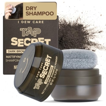 I DEW CARE Biotin Dry Shampoo Powder - Tap Secret Dark Brown for Dark Hair, 0.24 oz