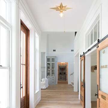 VILUXY Flush Mount Ceiling Light, Gold Star Light Fixtures Mini Ceiling Lamps with Pull Chain On/Off Switch for Hallway, Entryway, Study Room, Bedroom