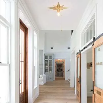 VILUXY Flush Mount Ceiling Light, Gold Star Light Fixtures Mini Ceiling Lamps with Pull Chain On/Off Switch for Hallway, Entryway, Study Room, Bedroom