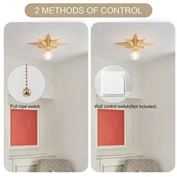VILUXY Flush Mount Ceiling Light, Gold Star Light Fixtures Mini Ceiling Lamps with Pull Chain On/Off Switch for Hallway, Entryway, Study Room, Bedroom