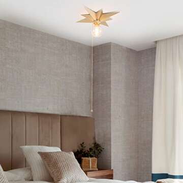 VILUXY Flush Mount Ceiling Light, Gold Star Light Fixtures Mini Ceiling Lamps with Pull Chain On/Off Switch for Hallway, Entryway, Study Room, Bedroom