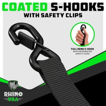 Heavy Duty Rhino USA Ratchet Straps - 1.6 in x 8 ft - Safe & Durable