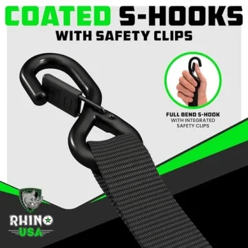 Heavy Duty Rhino USA Ratchet Straps - 1.6 in x 8 ft - Safe & Durable
