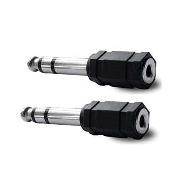 Audio Adapter 6.35mm(1/4 inch) Male to 3.5mm(1/8 inch) Female Headphone Stereo Audio Connector (2 Pack)