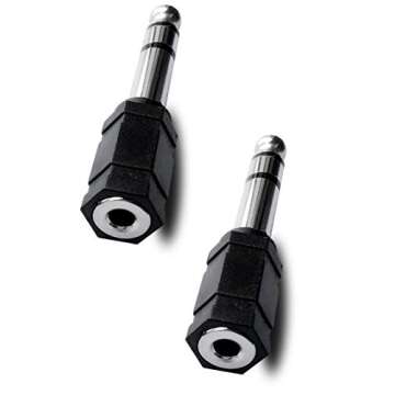 Audio Adapter 6.35mm(1/4 inch) Male to 3.5mm(1/8 inch) Female Headphone Stereo Audio Connector (2 Pack)