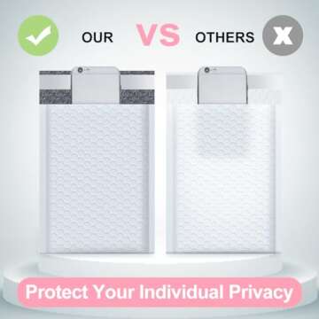 UCGOU Bubble Mailers 4x8 Inch White 50 Pack Usable Size 4x7 Inch Padded Envelopes Small Business Mailing Packages Opaque Self Seal Adhesive Waterproof Boutique Shipping Bags for Jewelry Supplies #000