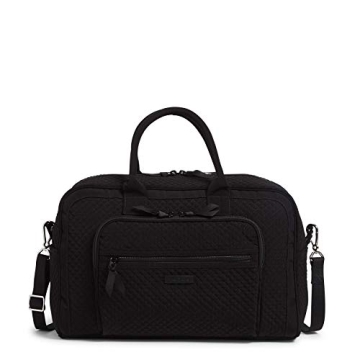 Vera Bradley Women's Microfiber Compact Weekender Travel Bag, Black, One Size