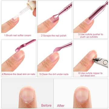 Nail Clippers for Acrylic Nails, Acrylic Nail Clipper, Nail Cutter for Acrylic, False Nail Tips Clipper Set, Stainless Steel Rainbow Color Nail Manicure Set for Salon Home Nail Art (Pink Rose)