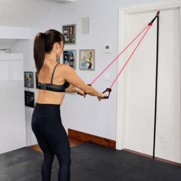 BODi Portable Resistance Bands Kit with Control Track for Home Gym Fitness Workout Equipment, Steel-...