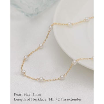 Elegant FUNEIA Dainty Pearl Necklace for Women