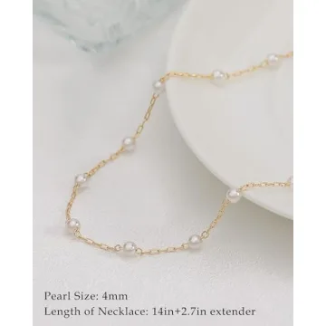 Elegant FUNEIA Dainty Pearl Necklace for Women